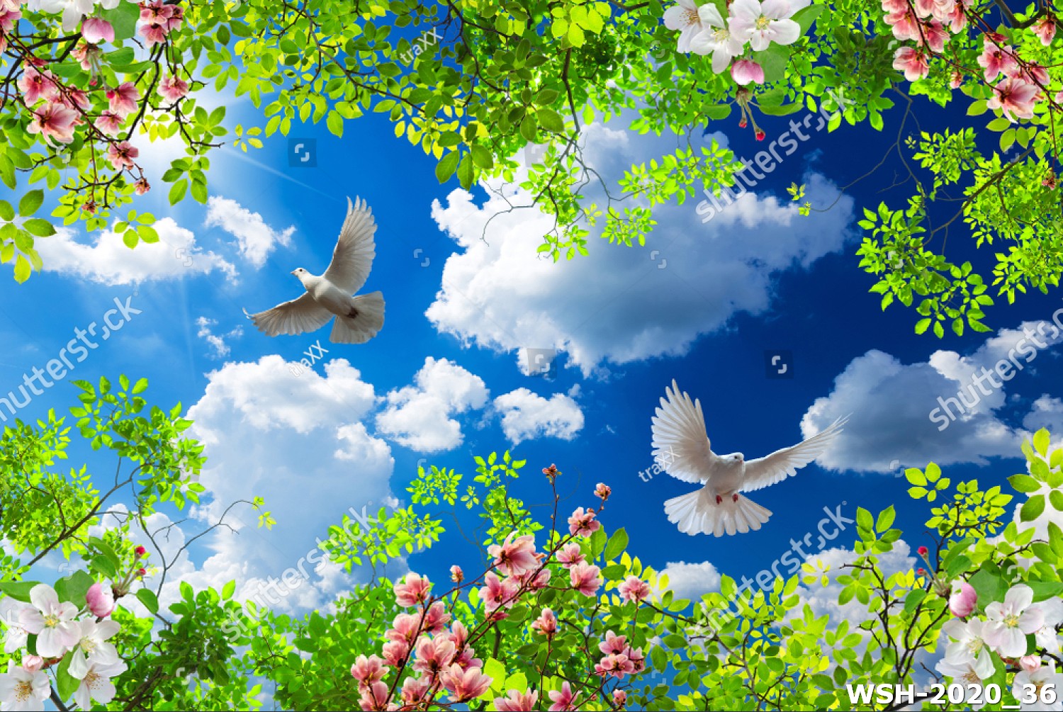 Dán trần trời xanh và hoa WSH-2020_36